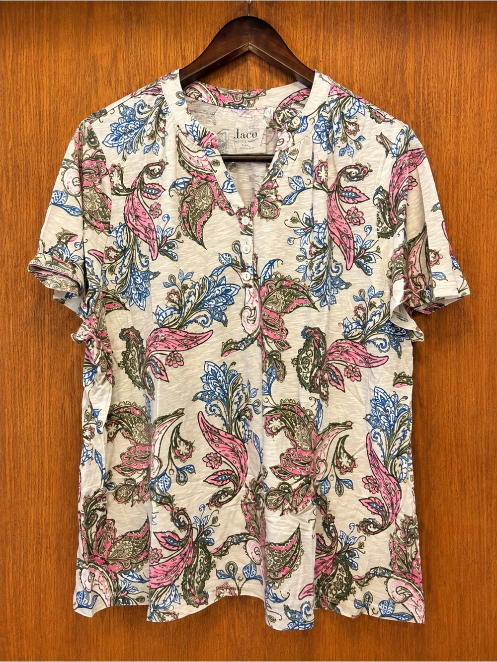Denim & co. Linen Blend Flutter Sleeve Printed Top XL New A685461